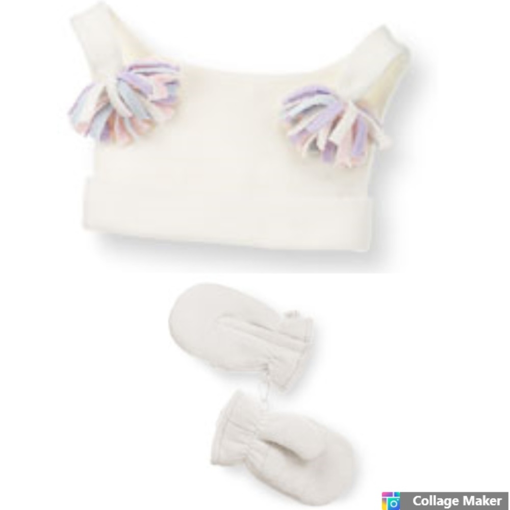 NWOT Gymboree Snow Angels Fleece Hat Mittens 0- 6m